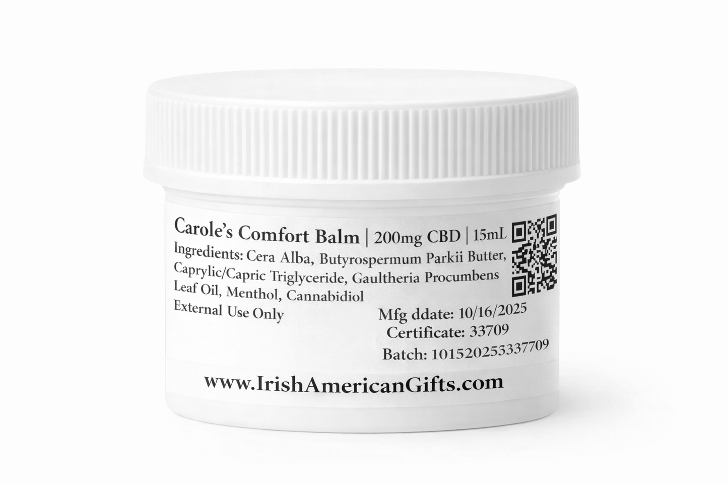Carole's Comfort | 1/2 oz | 200 mg CBD | Warming and Cooling Balm