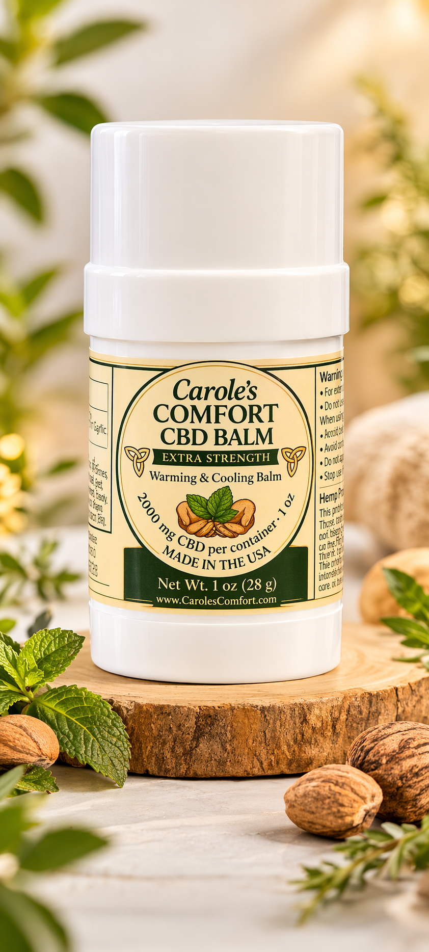 Carole’s Comfort CBD Balm Extra Strength 2000mg – Warming & Cooling Relief Stick (1 oz)